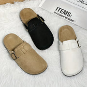 Unisex Cork Grain Slip-On Flat Sandals Breathable Casual Shoes