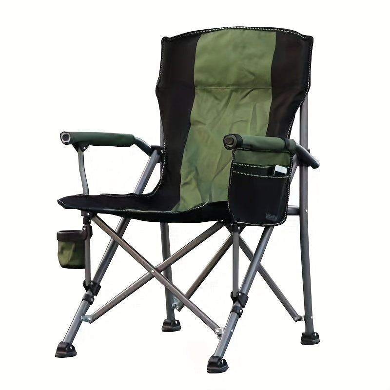 Large Outdoor Folding Chair with Storage Bag and Cup Holder for Camping Picnics and Fishing