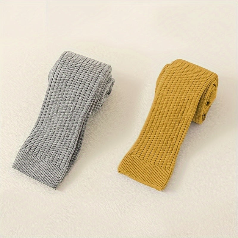 2-Pack Bolalar Uchun Paxta Aralashmasidan Yasalgan O'rta Bo'yli Legginglar - Bir Rangli, Cho'ziluvchan, Havo O'tkazuvchi, Har Mavsumga Mos Tights 12 Yoshgacha - Faqat Qo'l Yuvish