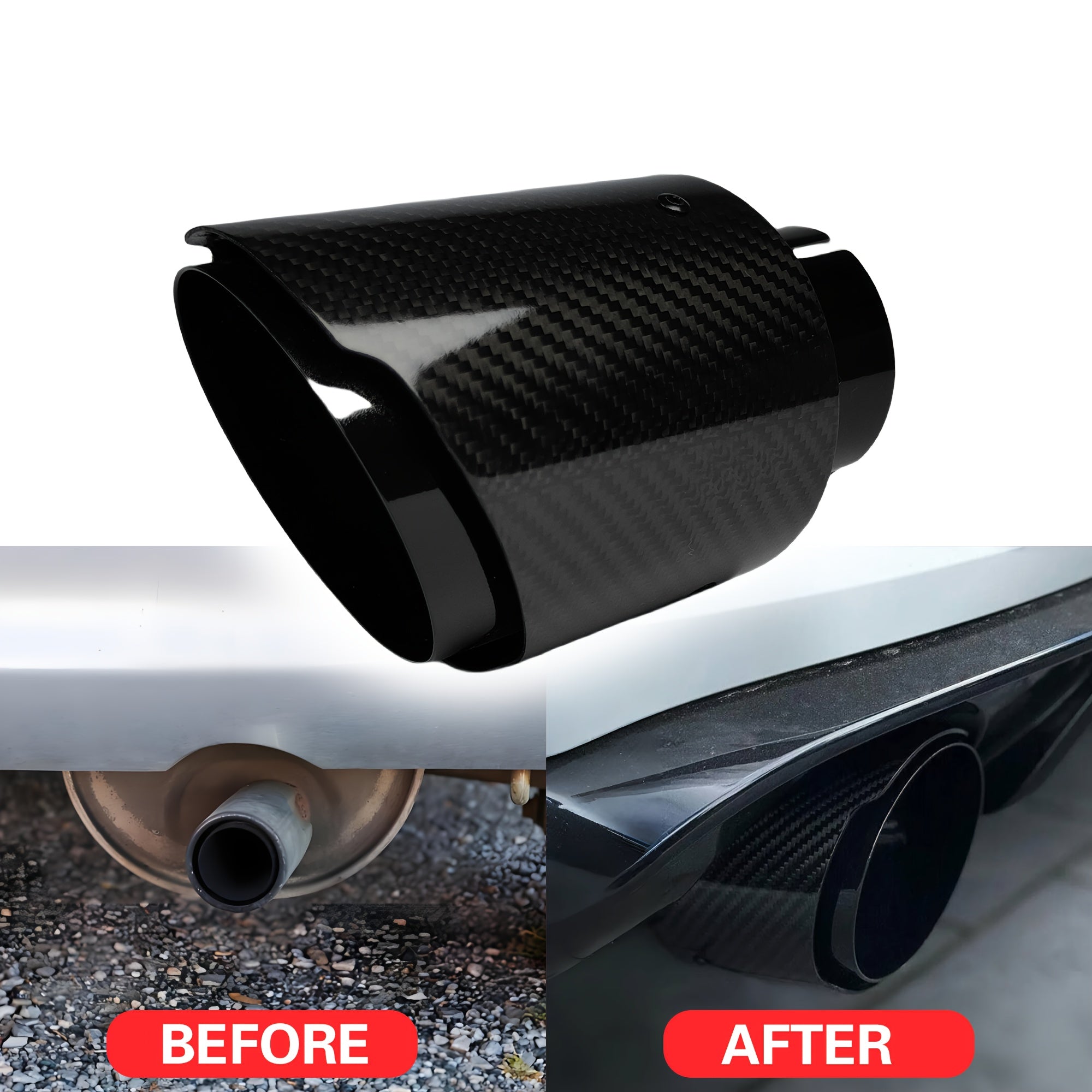 Carbon Fiber Pattern Car Exhaust Pipe Glossy Tail Tip Replacement