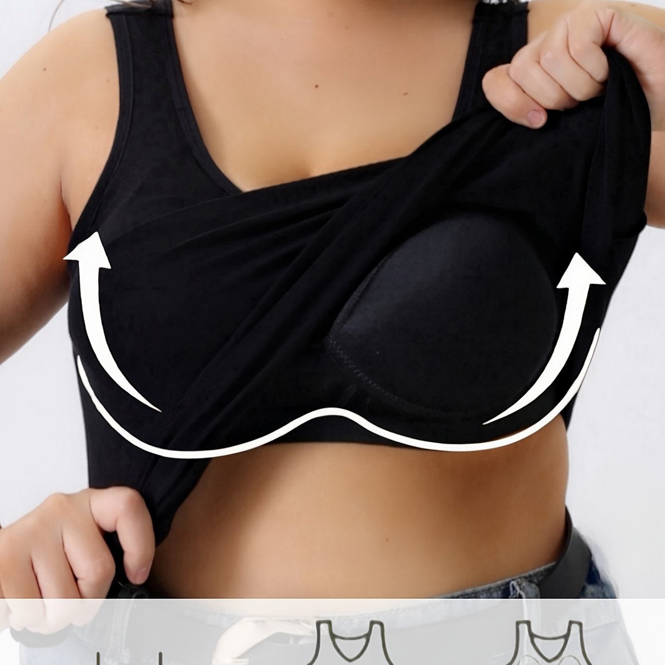 Plus Size Women's Wide Strap Tank Top with Built-In Bra Loungewear