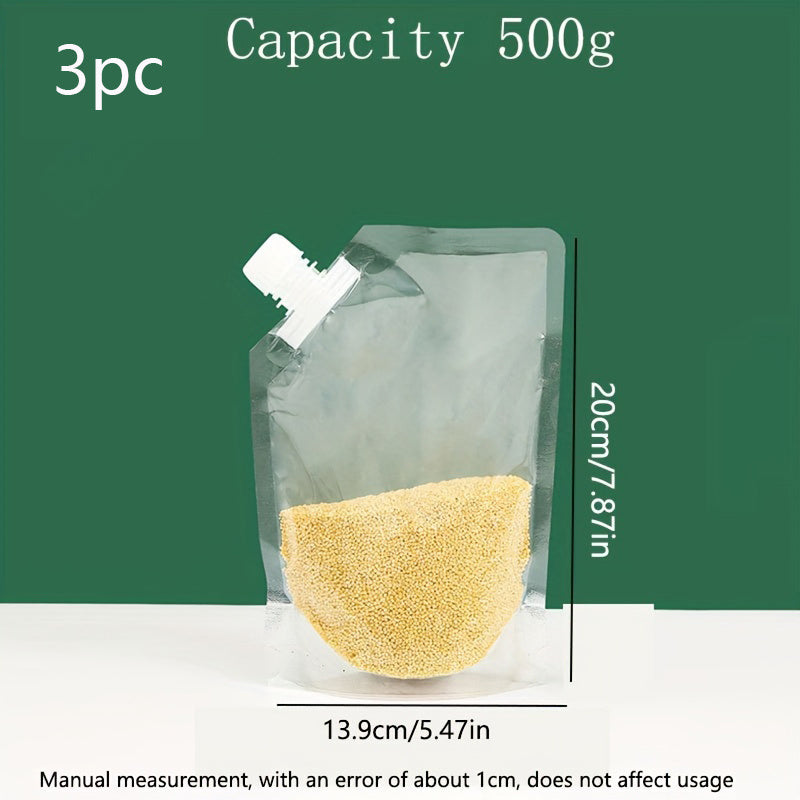 Transparent Cereal Bags with Lids for Rice Storage 500g 1000g Moisture Proof