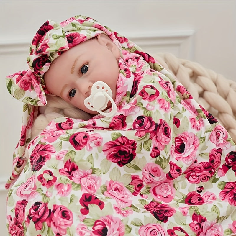 Set of 2 Soft Cozy Baby Hair Accessories and Swaddle Blankets for Kids