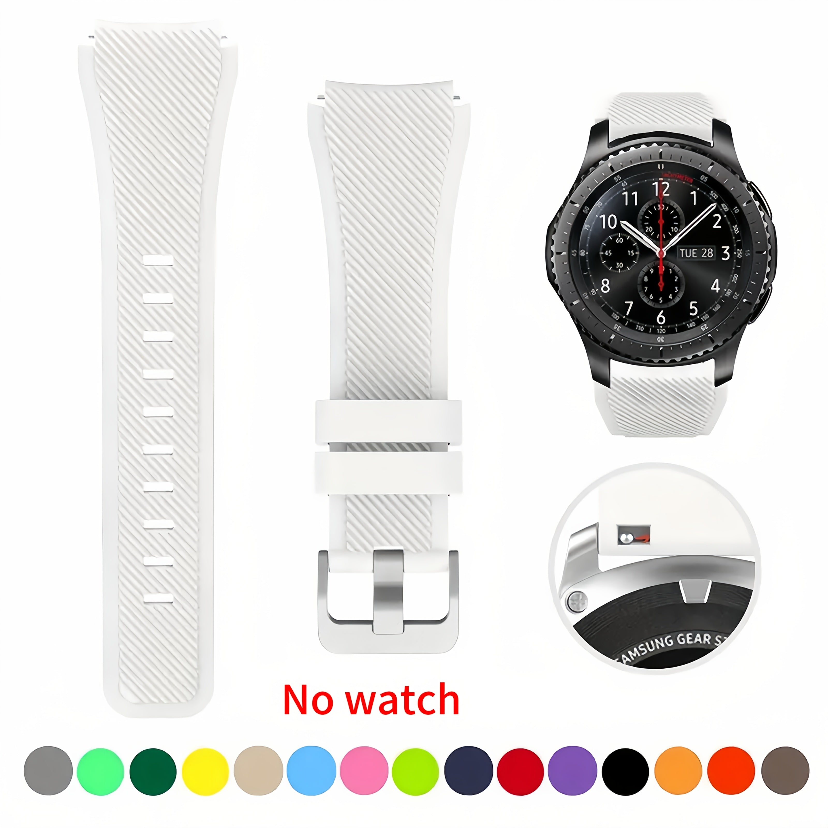 Силиконовый ремешок для смарт-часов Samsung Galaxy Watch, Gear S3, Gear 2 и Garmin Vivoactive. Подходит как для мужчин, так и для женщин.