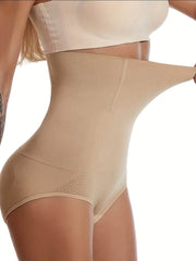 High Waist Shaping Panties for Women Tummy Control Butt Lifting Solid Color Briefs