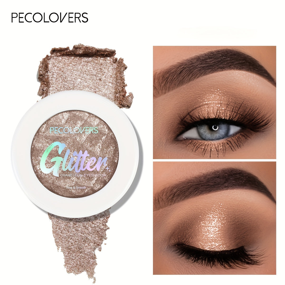 Women Sparkling Metallic Eyeshadow Nude to Gold Shimmer Glitter
