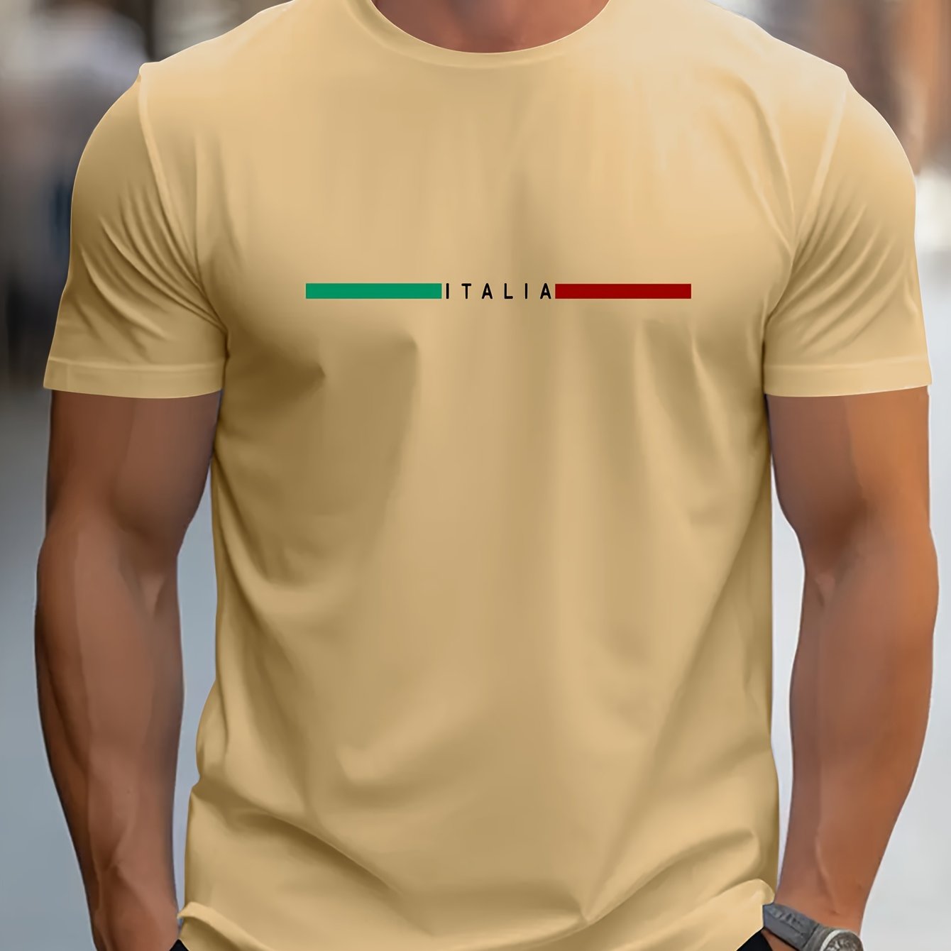 ITALIA Print Erkaklar uchun Yozgi Tashqi Sport T-shirt