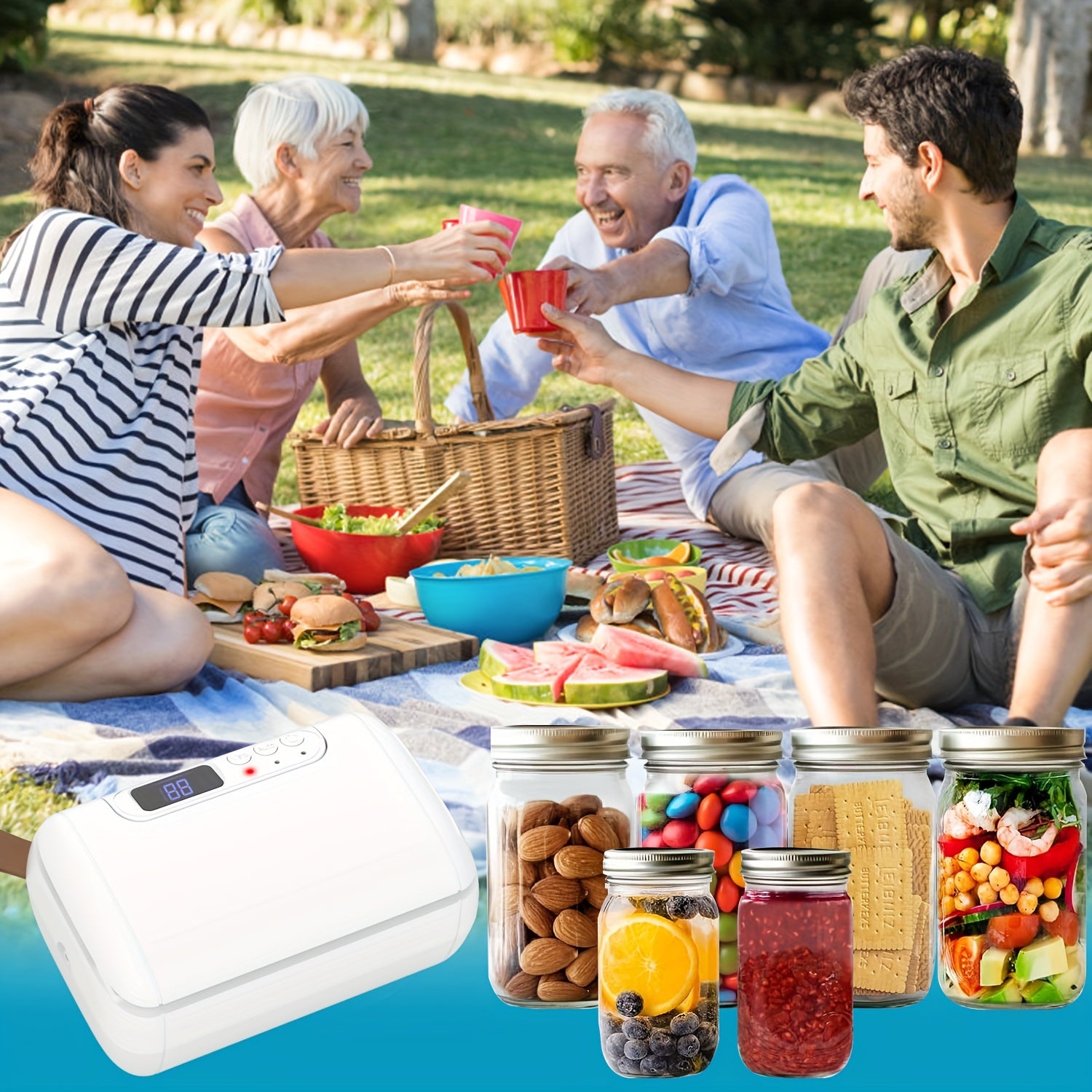 PANCERKA USB-Uyquvchi Qayta To'ldiriladigan Vacuum Sealer Kiti Mason Bankalari uchun - Keng va Oddiy Oyoqlarga mos keladi, Ovqat Saqlash va Konserva qilish uchun ideal.