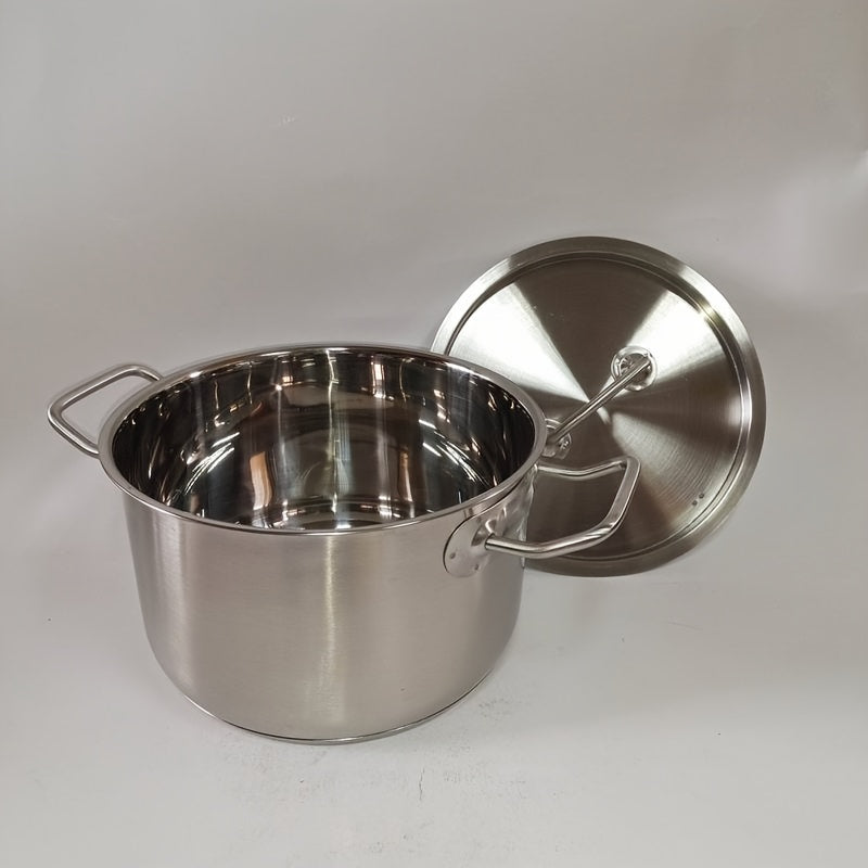 Stainless Steel Soup Pot with Lid, Durable, Easy to Clean, 4 Quart