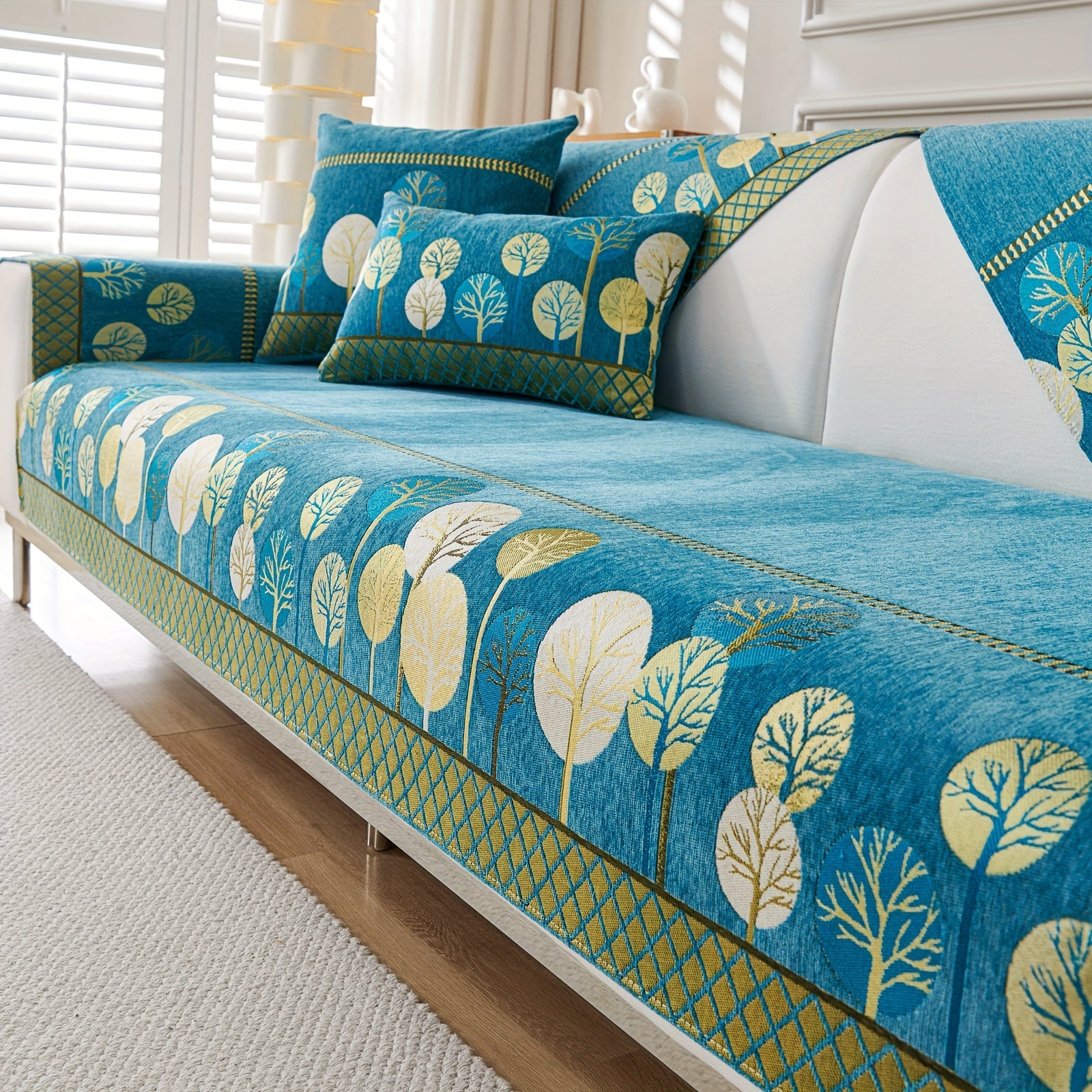 Bohemian Moonlit Trees Sofa Cover for Single to Quadruple Seaters Pet-Friendly Machine Washable Viscose