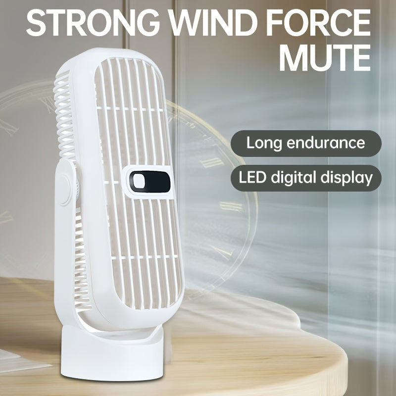 Ventilador portátil de escritorio blanco con doble motor, flujo de aire ajustable en 720°