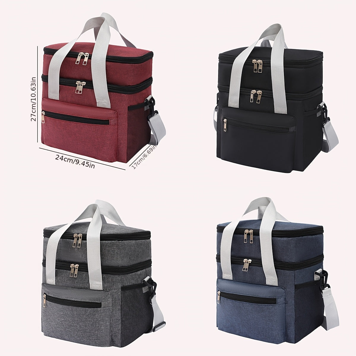 Insulated Lunch Bag with Two Layers Leakproof Cooler Carrier for Outdoor and Work Use