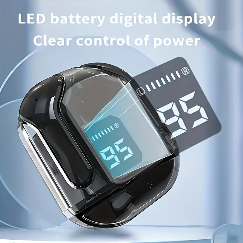 Simsiz quloq ichidagi naushniklar, shaffof dizayn, LED quvvat ko'rsatgichi, yuqori aniqlikdagi ovoz, uzoq muddatli batareya hayoti va qulay moslashuv. Transportda, sportda va har qanday holatlarda ideal. Mukammal.