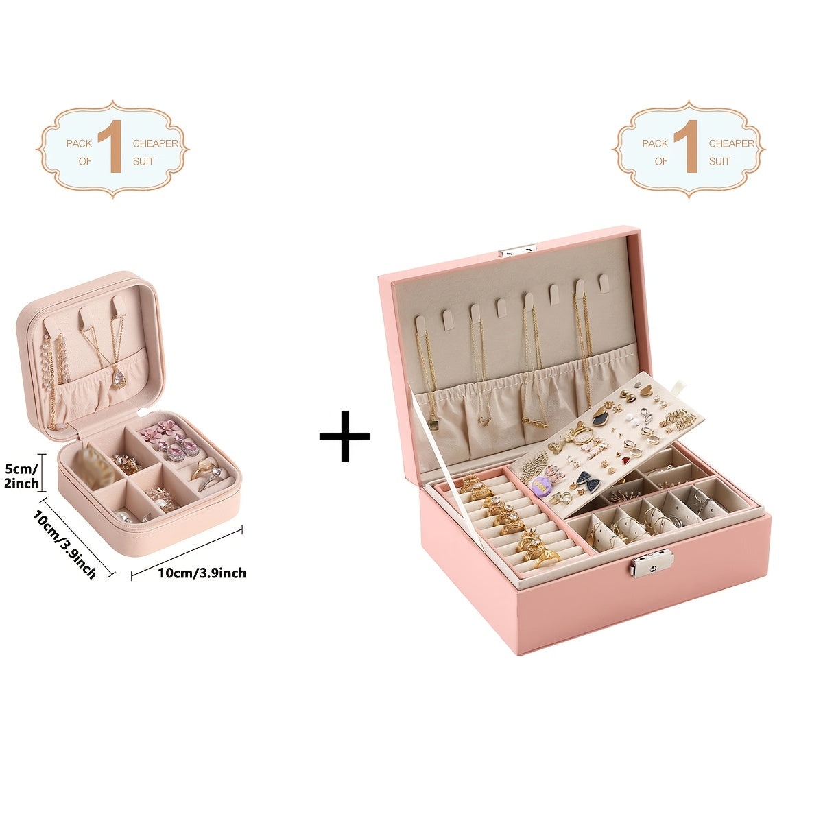 Double Layer Jewelry Box Leather Storage Organizer for Earrings Bracelets Rings Necklaces