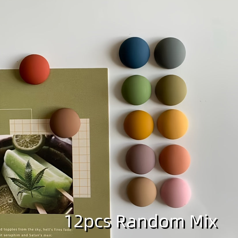 12 dona dumaloq muzlatgich magnitlari, oshxona, ofis, yozuv taxtasi uchun shisha plastmassa