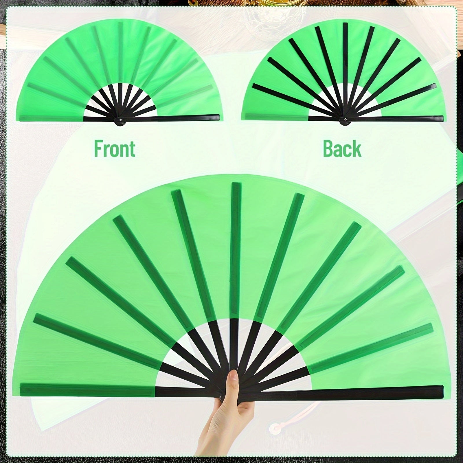 Foldable Nylon Cloth Fan for Dance Martial Arts Performance Non-Skid Grip