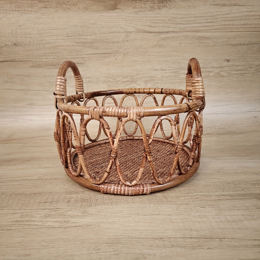 Rattan Basket Wood Bench Photography Prop Posing Chair Home Decor Accessories