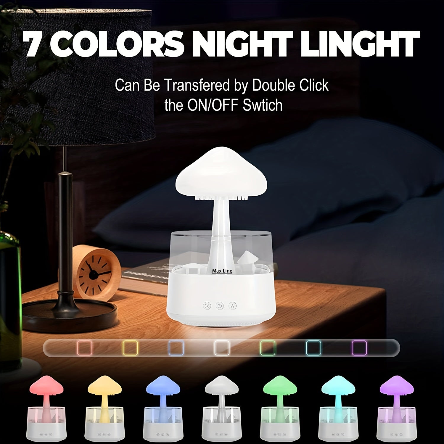 Humidifier for Bedroom with Multi-Color LED Night Light and Timer