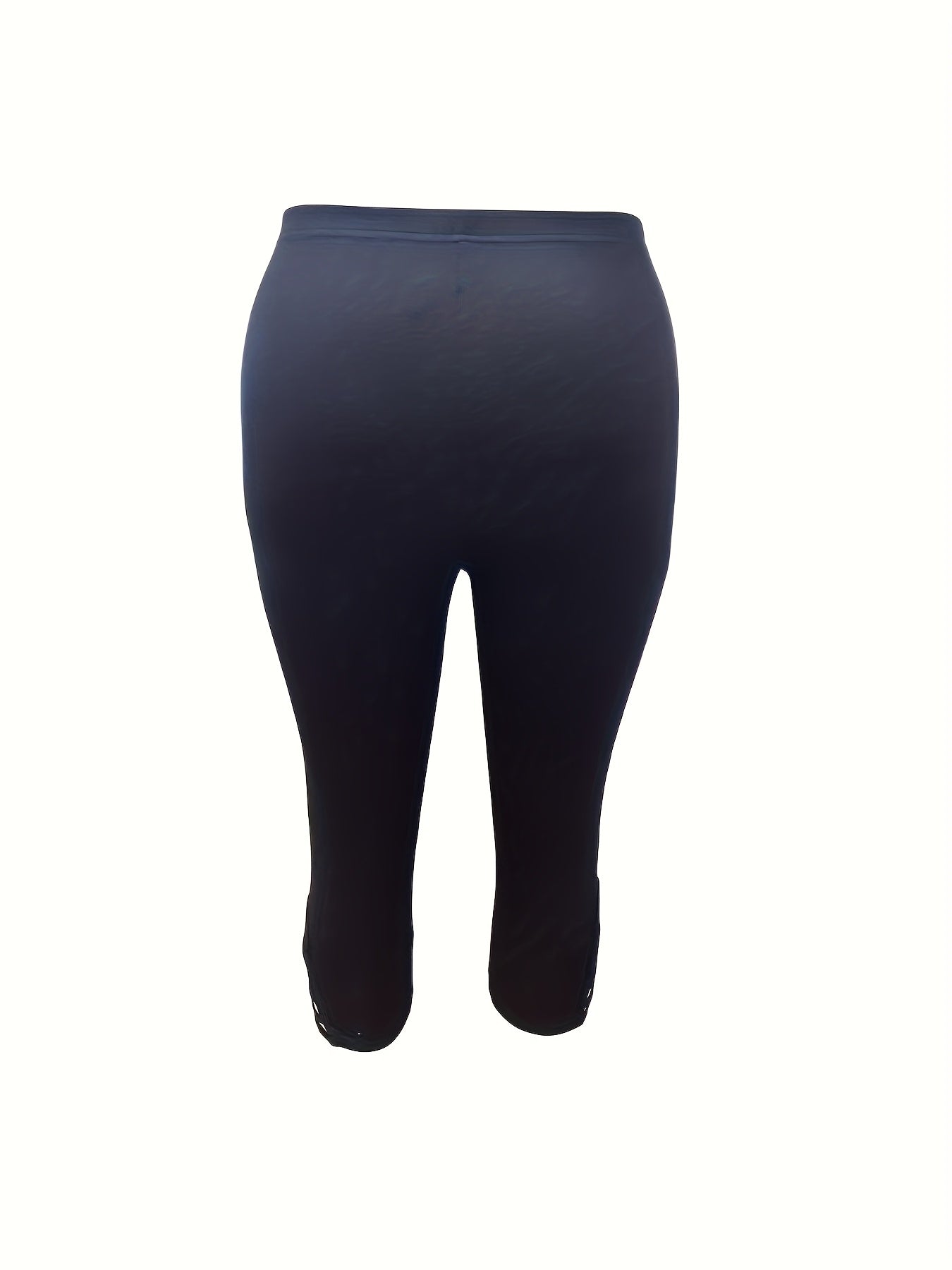 Women's High-Waisted Black Capri Pants Stretchy Polyester All-Season Casual