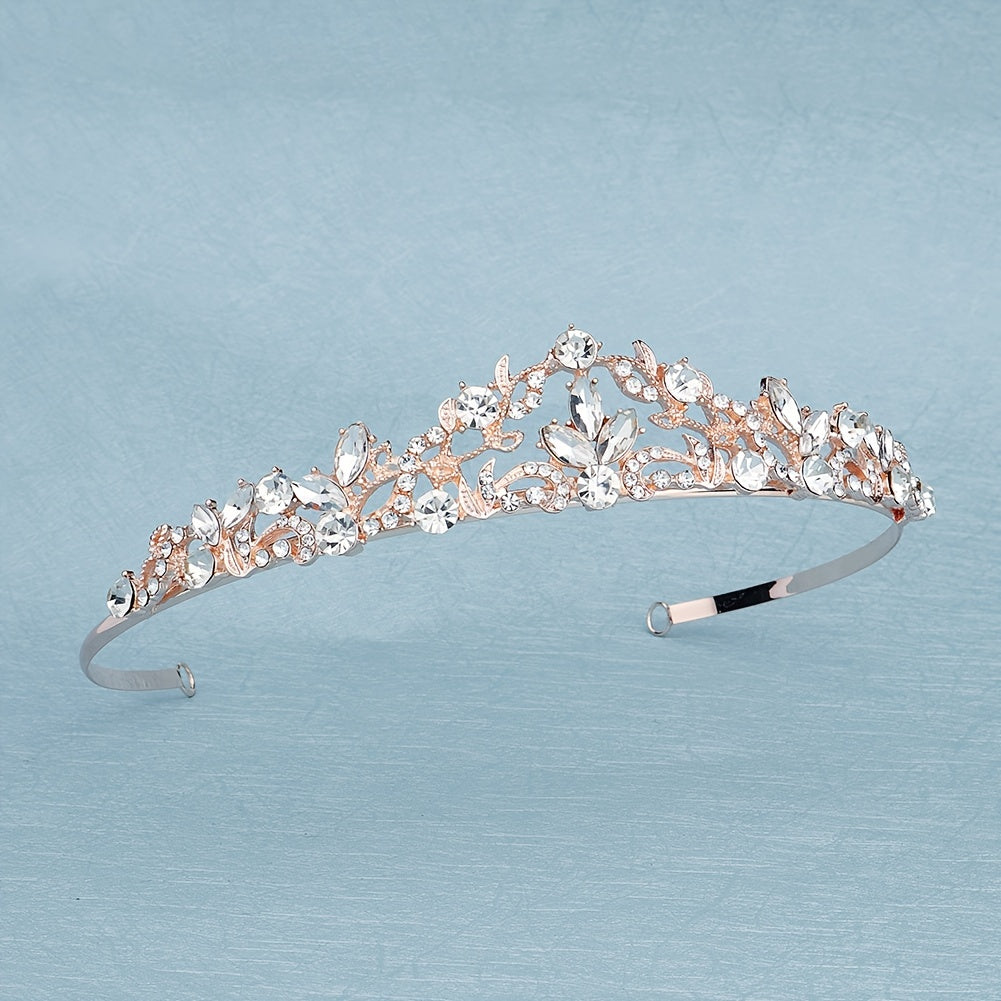 Qizlar uchun princess tiara soch aksessuari, rhinestone taxtasi taqilishi uchun taqilgan bosh band, tug'ilgan kun bayrami bezaklari