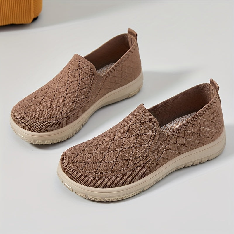 Women's Knit Slip-On Sneakers Breathable Casual Flats for Walking