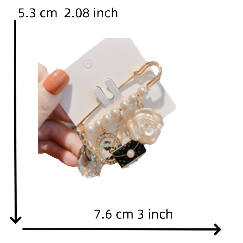 Crystal Flower Brooch Pin with Rhinestone Pendant for Women Weddings Parties