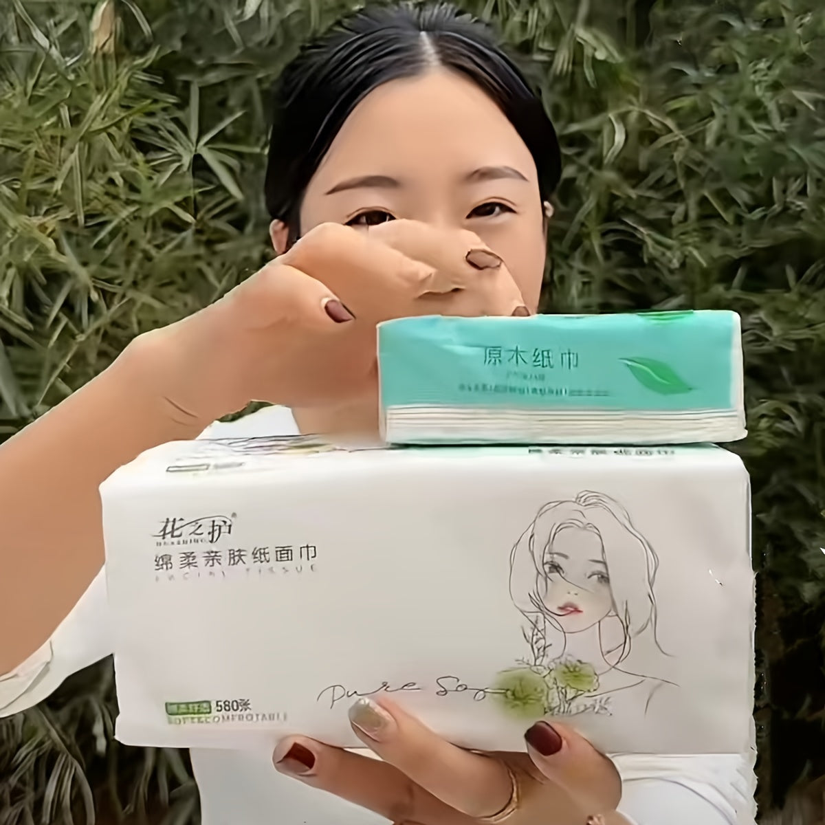 580 dona yumshoq 5-qavatli qog'oz sochiq, bambuk, neytral yoritilmagan, uy, restoran, sayohat uchun