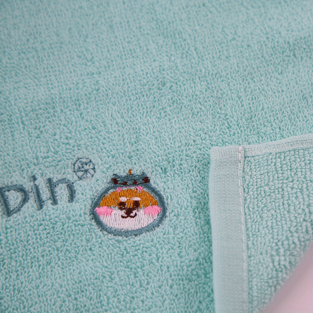 Cotton Blend Washcloths with Cartoon Animal Embroidery 25x25cm Set of 3