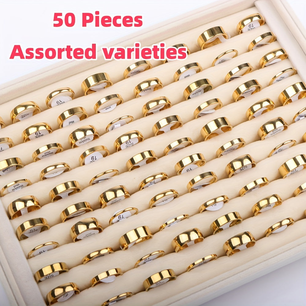 Women's Stainless Steel Rings Pack of 30/50 Minimalist Smooth 2-8mm for Engagements and Weddings