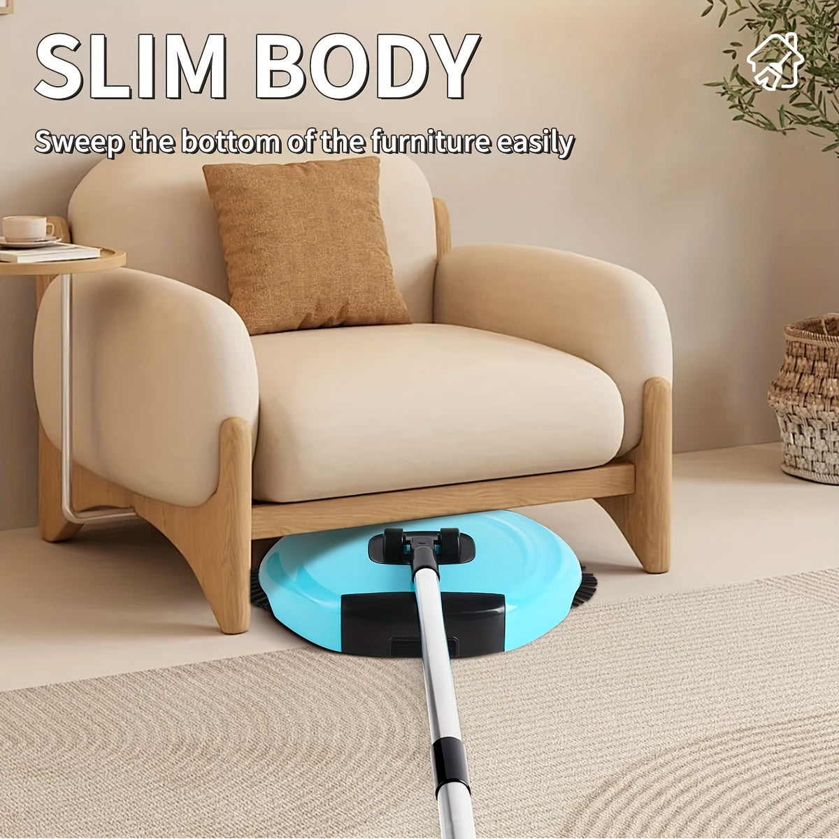 3-in-1 Handheld Sweeper Set with Spin Mop Broom Dustpan for Hard Floors