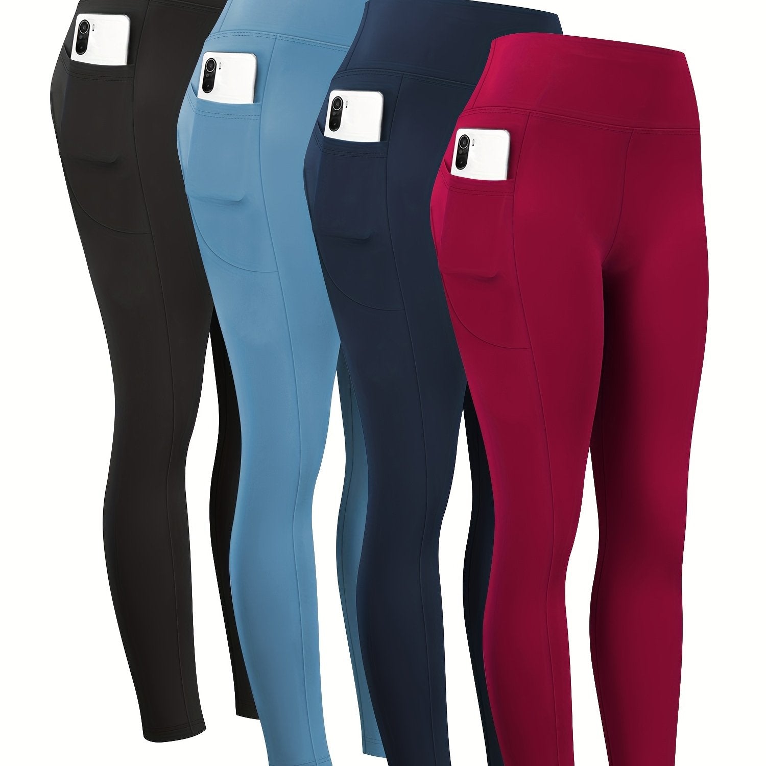 Women High Waist Yoga Pants Stretch Tight Leggings with Pockets and Abdominal Support