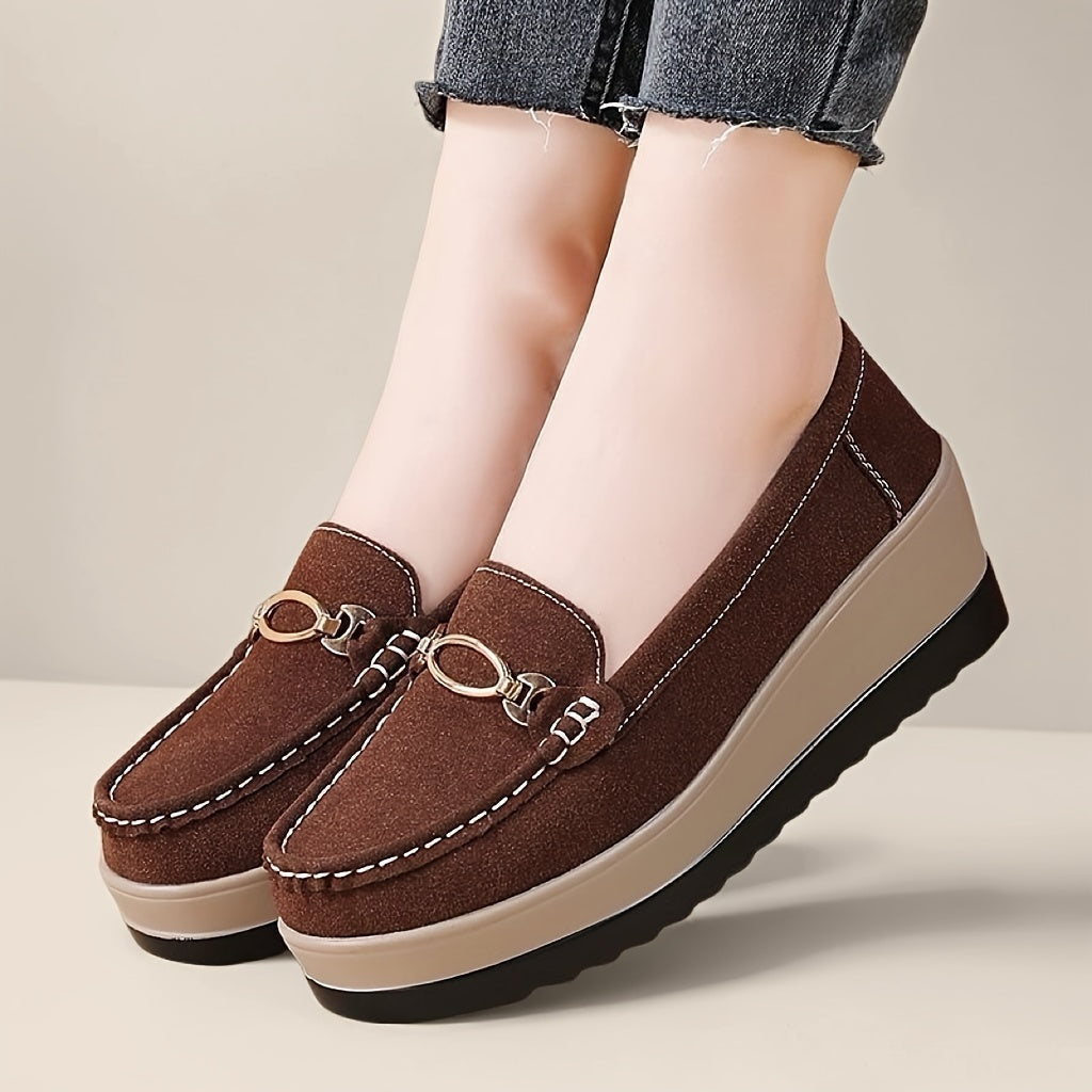 Women's Slip-On Chunky Platform Loafers Synthetic Casual Shoes All-Season