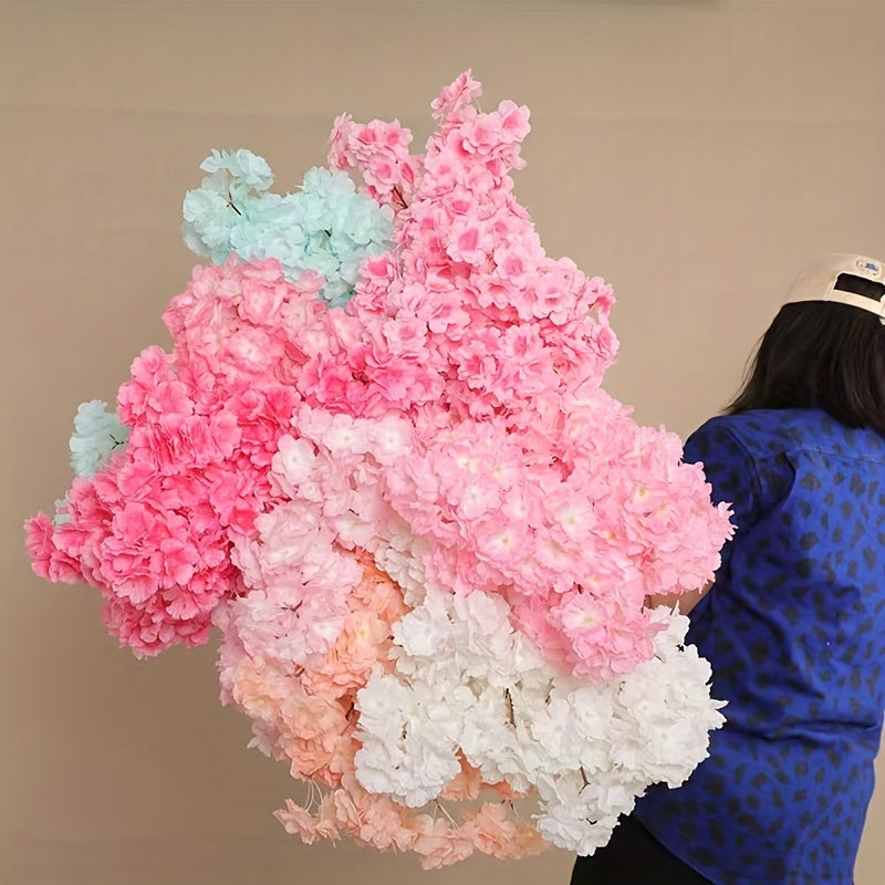 Ramas artificiales de cerezo en flor rosa para decoración de arcos de boda, plástico, sin energía