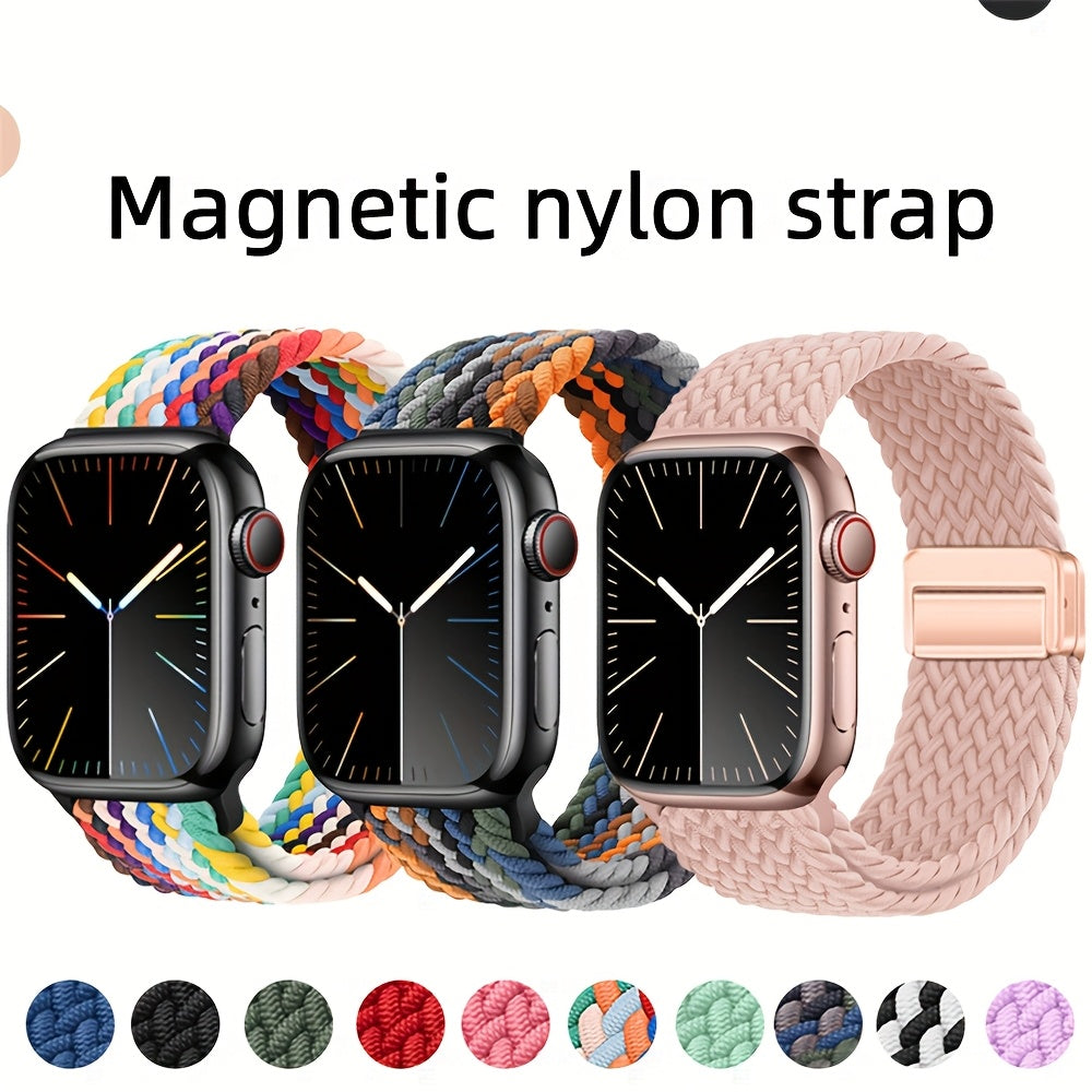 Bir nechta ranglarda Apple Watch Series 1-10 Ultra uchun sozlanadigan naylon magnit soat bandi