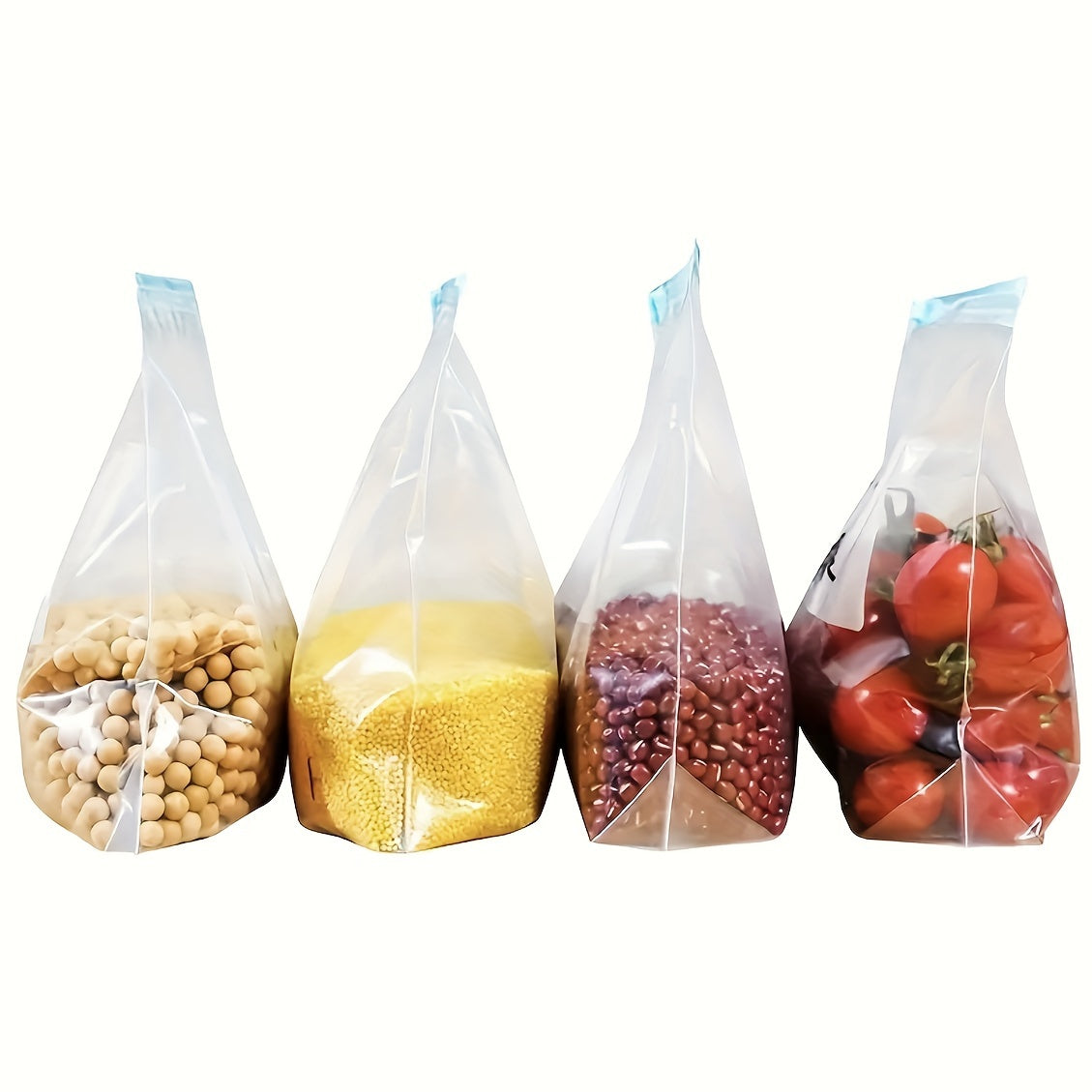 Reusable Zippered Storage Bags Set, Clear, Pantry Organizer for Fruits and Vegetables