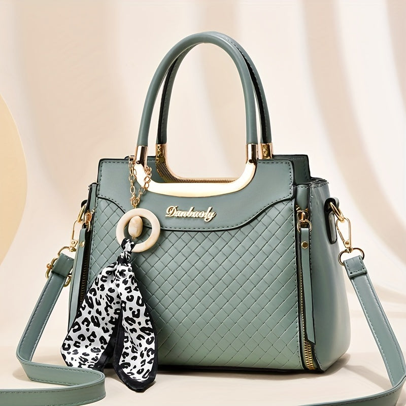 Pola nuqtali to'quv bilan bezatilgan zamonaviy oq xabarchi sumka - Onalar kuni sovg'asi, sozlanadigan kamar, rang o'chmaydigan, polyester astar, bosma yo'q.