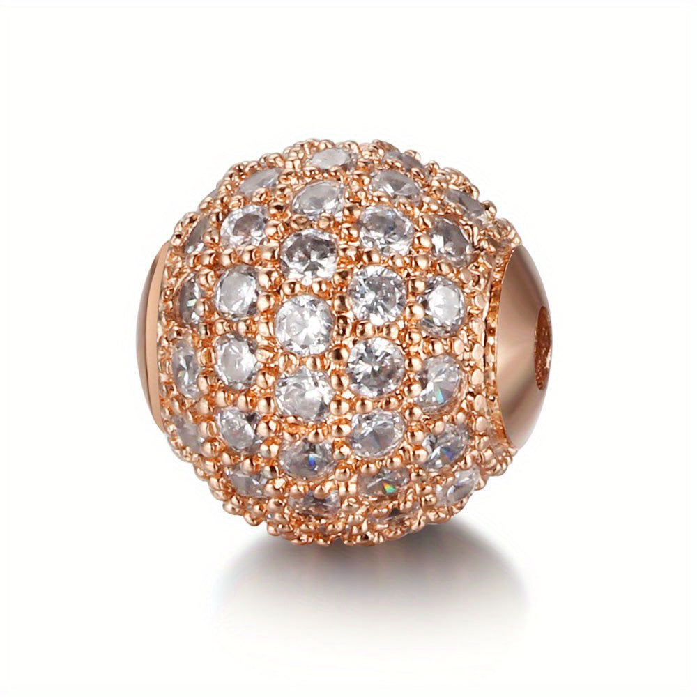 Set of 3 Cubic Zirconia Ball Charms 6/8/10mm for Bracelet Making