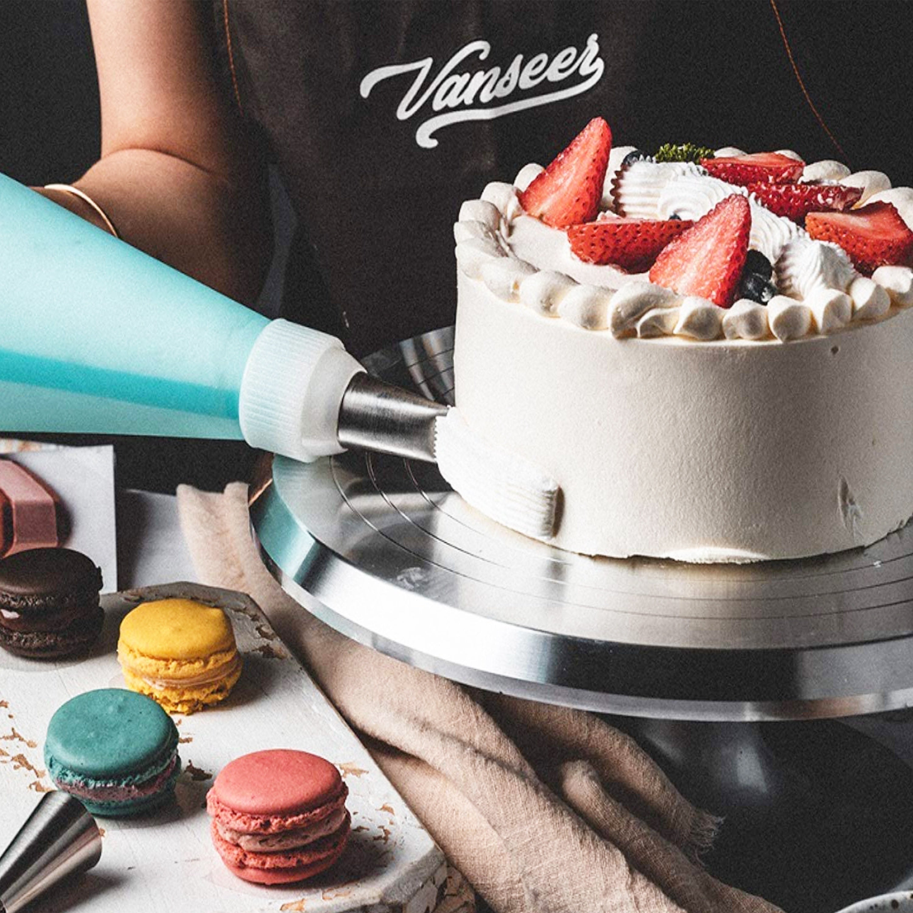 Golden Aluminum Cake Decorating Turntable for Cake, Clay, Flower Arranging