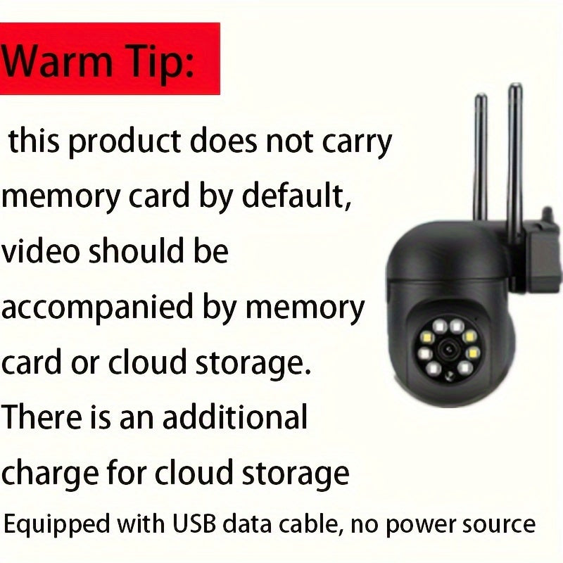 1080p HD Ochiq havoda WiFi Xavfsizlik Kamerasi, Rangli Kechqurun Ko'rish, Ikki tomonlama Audio, PTZ Harakatni Kuzatish, Aqlli Uy uchun
