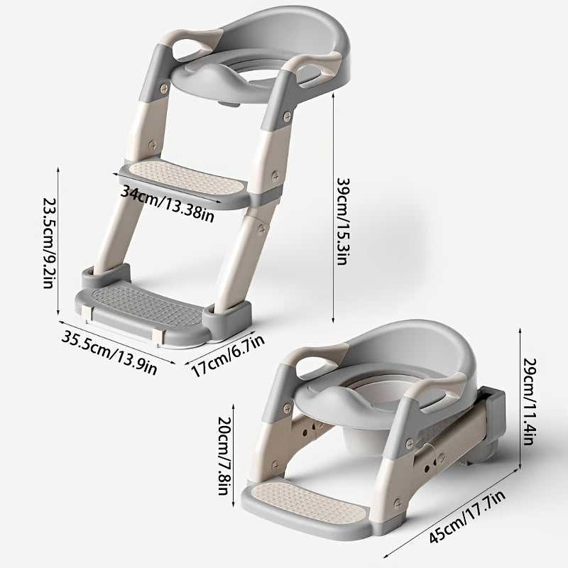 Bolalar uchun portativ 3-in-1 hojatxona o'rindig'i, xavfsizlik belbog'i bilan sozlanadigan, yig'iladigan qadam stulini o'z ichiga oladi. Aralash ranglardan tayyorlangan plastikdan, uyda foydalanish yoki zinapoyada o'qitish uchun mukammal.