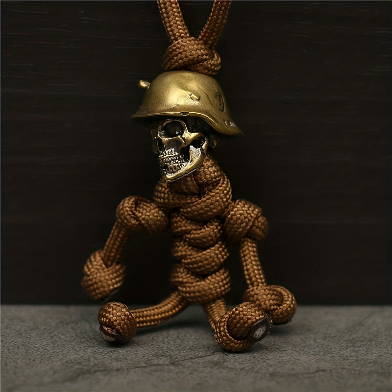 Unique Handmade Paracord Keychain with Skull Head Soldier Pendant Outdoor EDC Tool