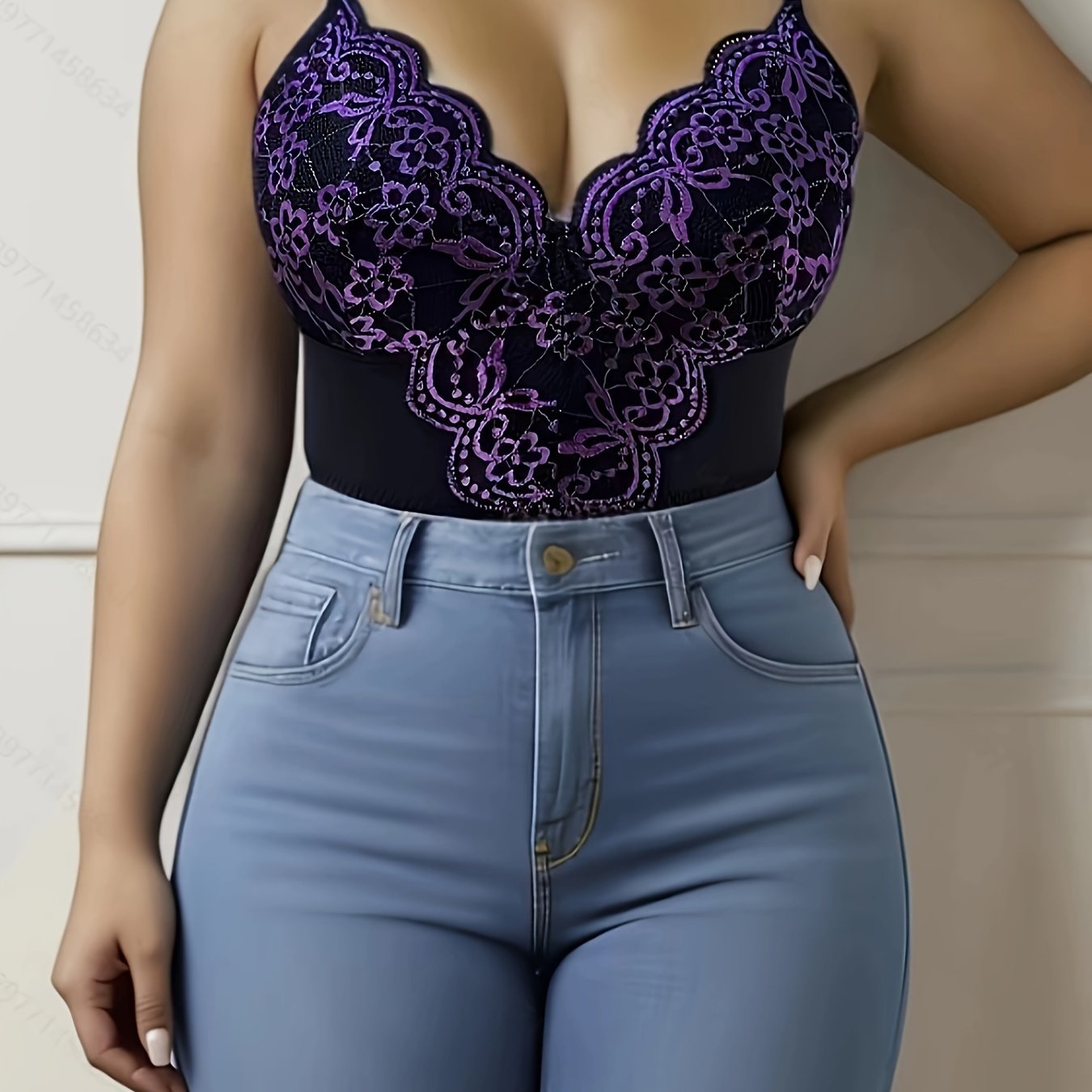 Plus Size Floral Embroidered Longline Shapewear Bra for Women