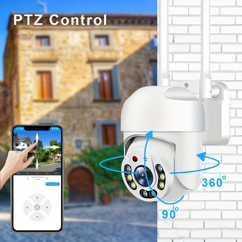 Outdoor WiFi PTZ CCTV Camera with Auto Tracking Night Vision Two-Way Intercom 1080p Waterproof