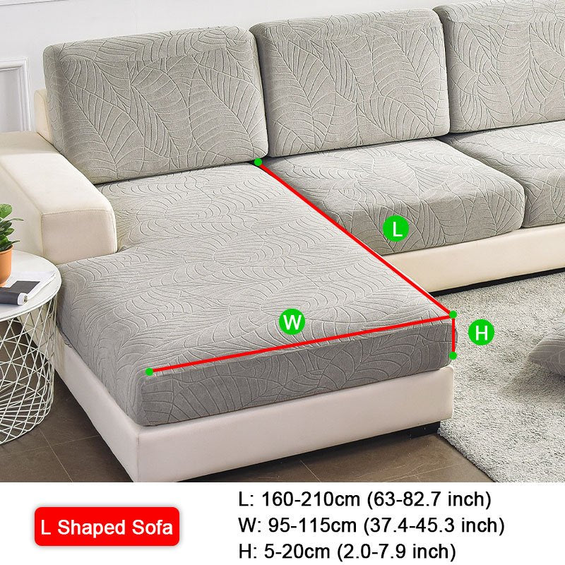 Waterproof Jacquard Sofa Cushion Cover with Leaf Pattern for 1/2/3-Seater and Sectional Sofas Machine Washable Living Room Home Decor
