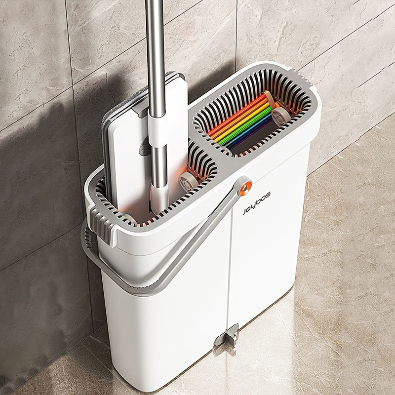 Yumshoq va quruq pol uchun flat mop va kova to'plami, ko'p qavatli yuzalarni tozalash