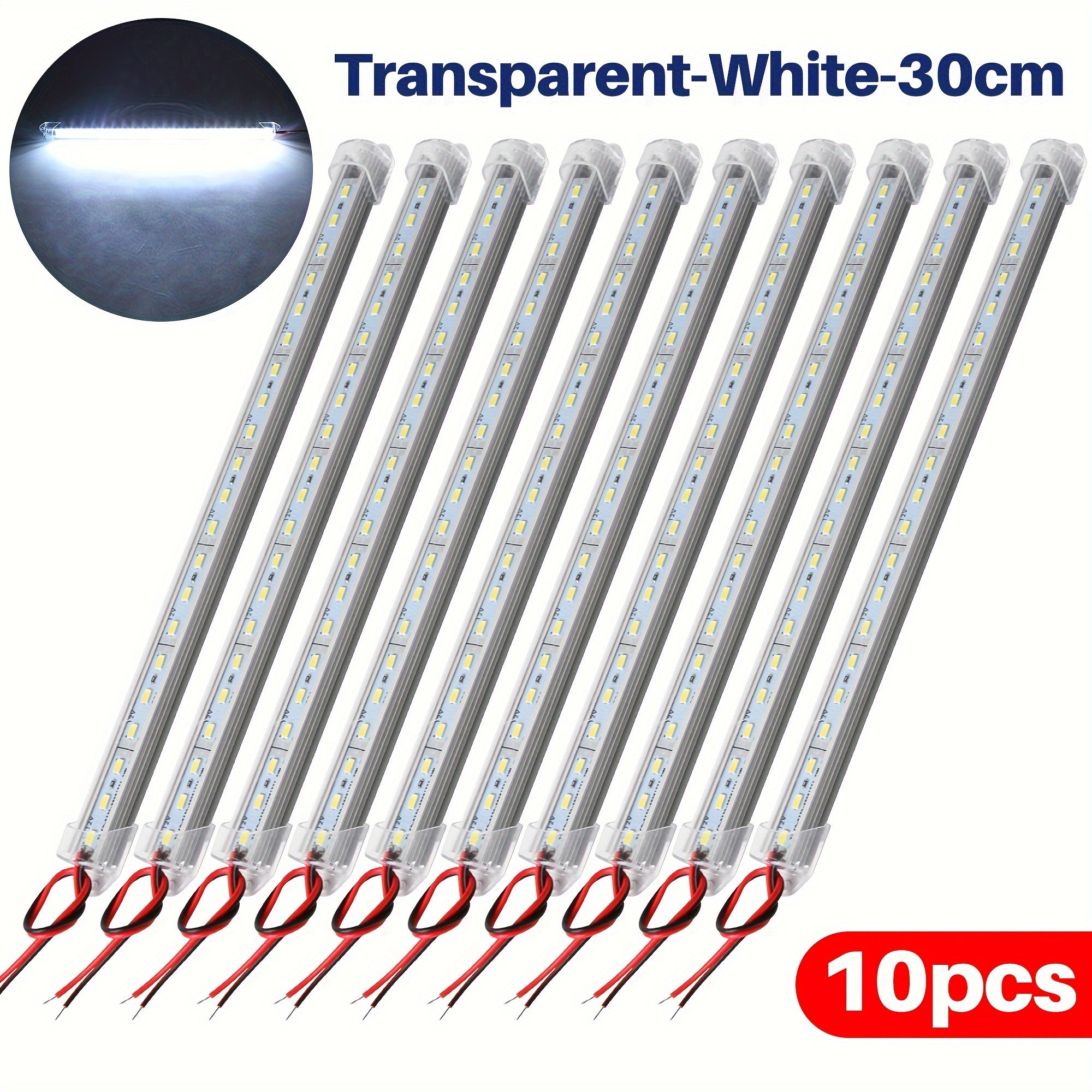 10pcs 12V LED Light Bars 30cm or 50cm with Switch for Vehicle and Trailer