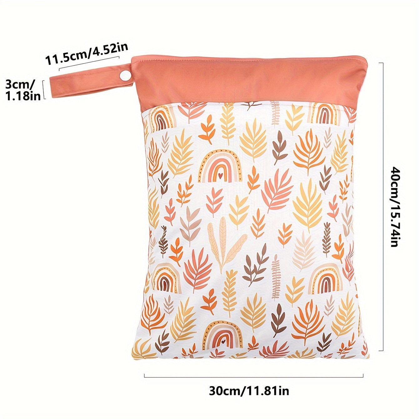 Polyesterdan tayyorlangan, nam-quruq alohida cho'ntakli, sayohat tashkilotchisi bo'lgan Leaf Print suv o'tkazmaydigan pampers uchun sumka, 14 yosh va undan katta yoshdagilar uchun mos, 1 ta paketda keladi.