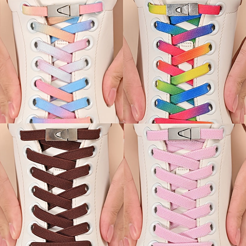Unisex Elastic Shoelaces Set with Buckles for Sneakers and Canvas Shoes
