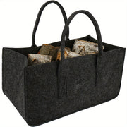 Firewood Tote Bag Sturdy Black Felt Log Carrier for Fireplace Outdoor Storage