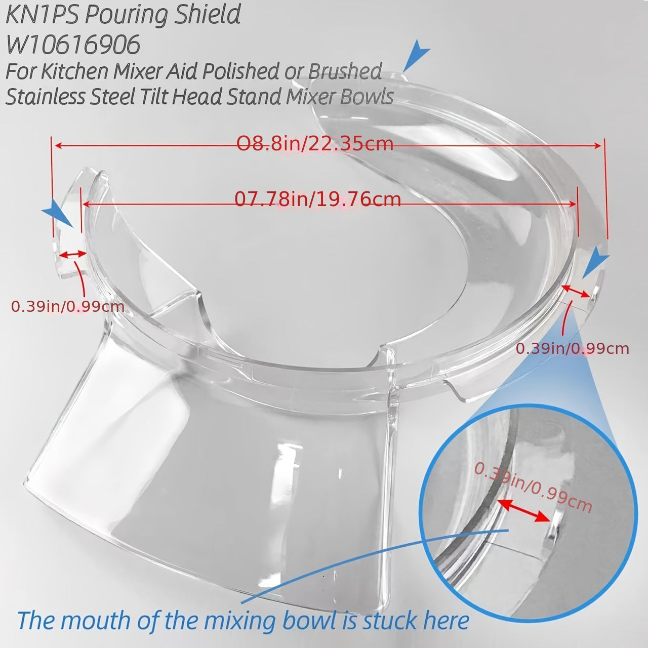 Tilt-Head Stand Mixer Safety Guard Stainless Steel Bowl Cover for 4.5 and 5 Quart Mixers